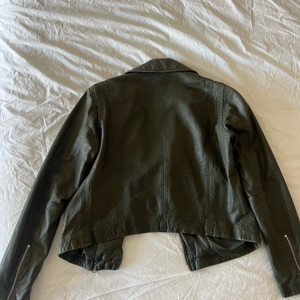 Madewell Washed Leather Motorcycle Jacket Dark Forest S - Picture 6 of 8